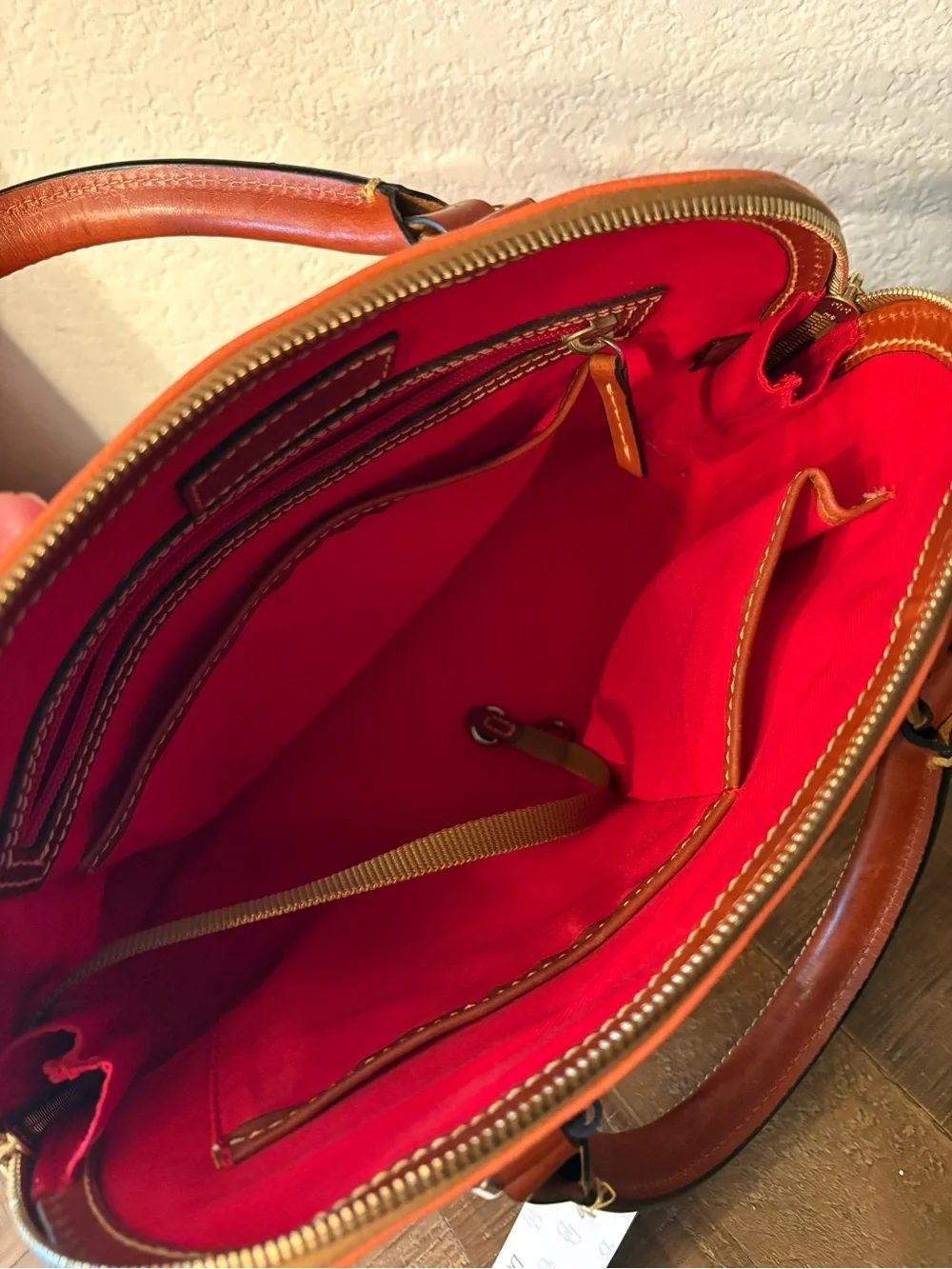 NWT Dooney & Bourke Coral Pebble Grain Zip Zip Satchel R343